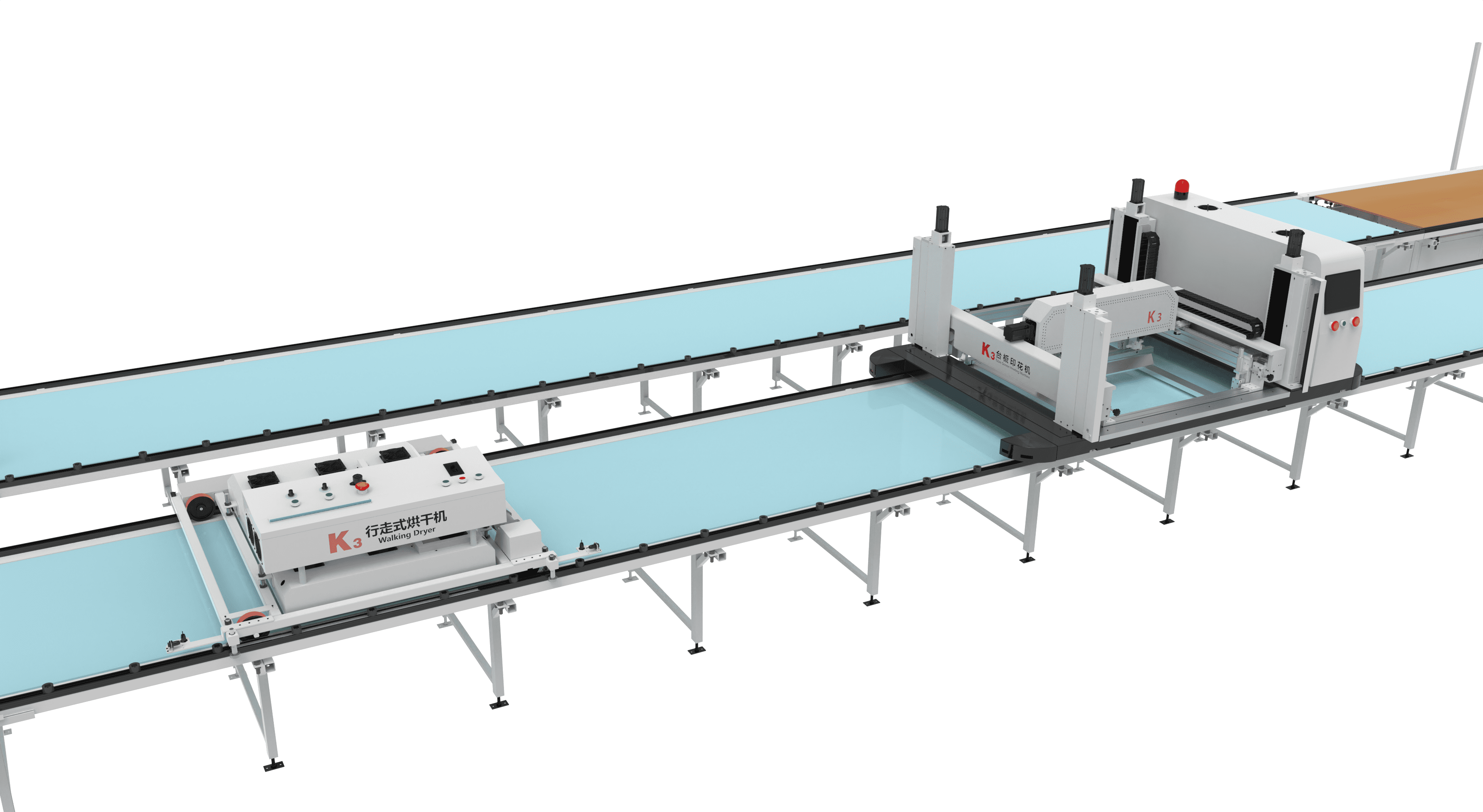 博研K3台板印花生产线全景